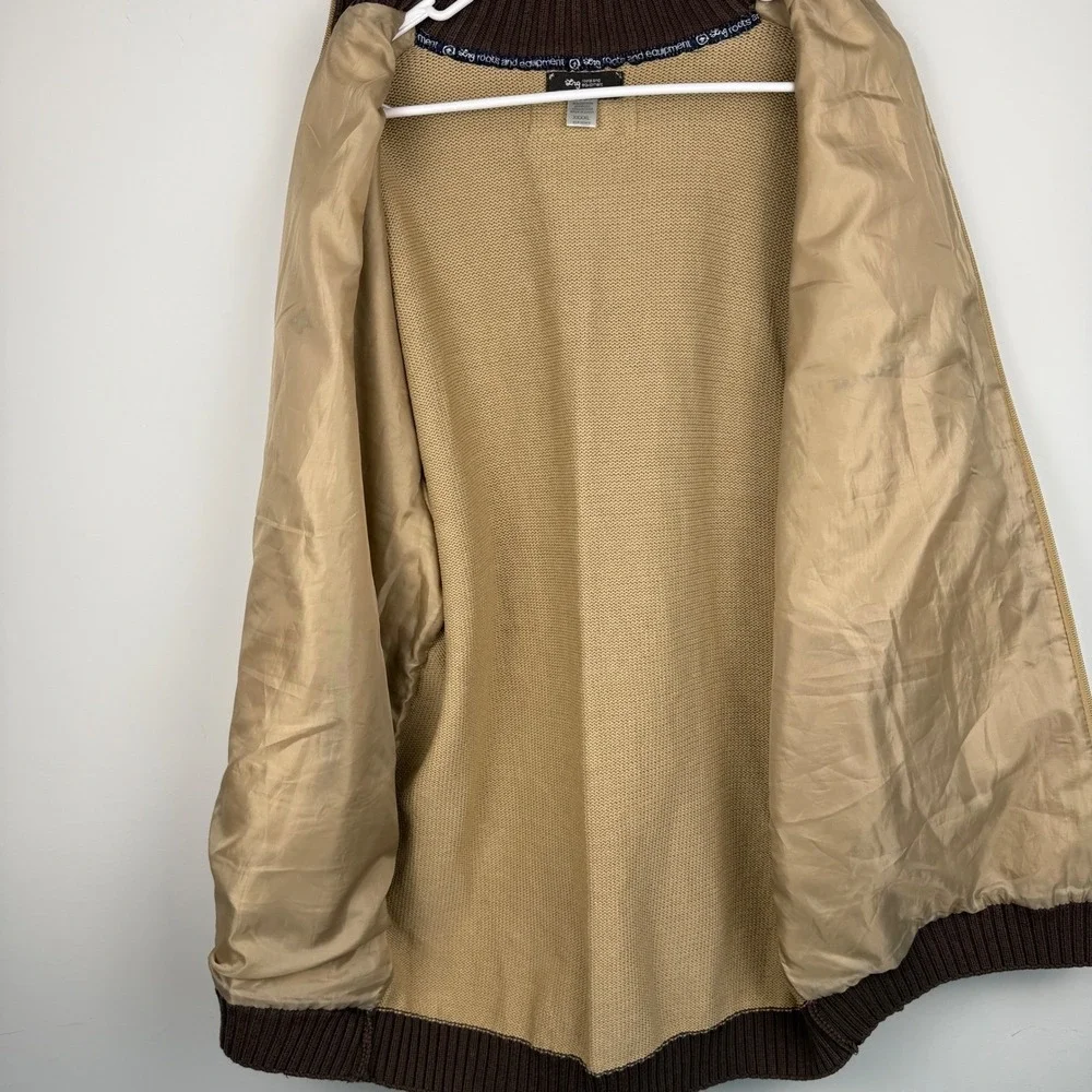 LRG Lion Rock Full Zip Sweater Mens 4XL Tan Brown Wool Blend Streetwear Jacket‎